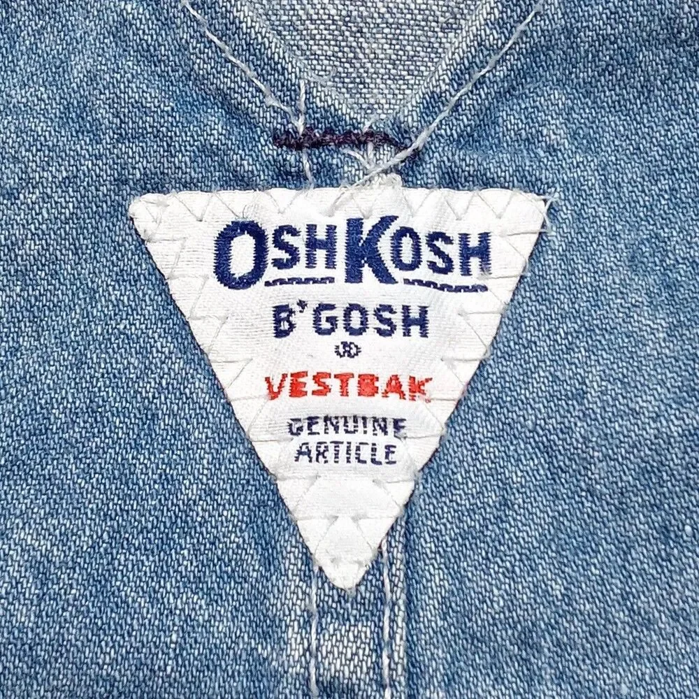 Vintage OshKosh B’gosh Made In USA Denim Jean Overalls Shorts Vestbak 18 Months